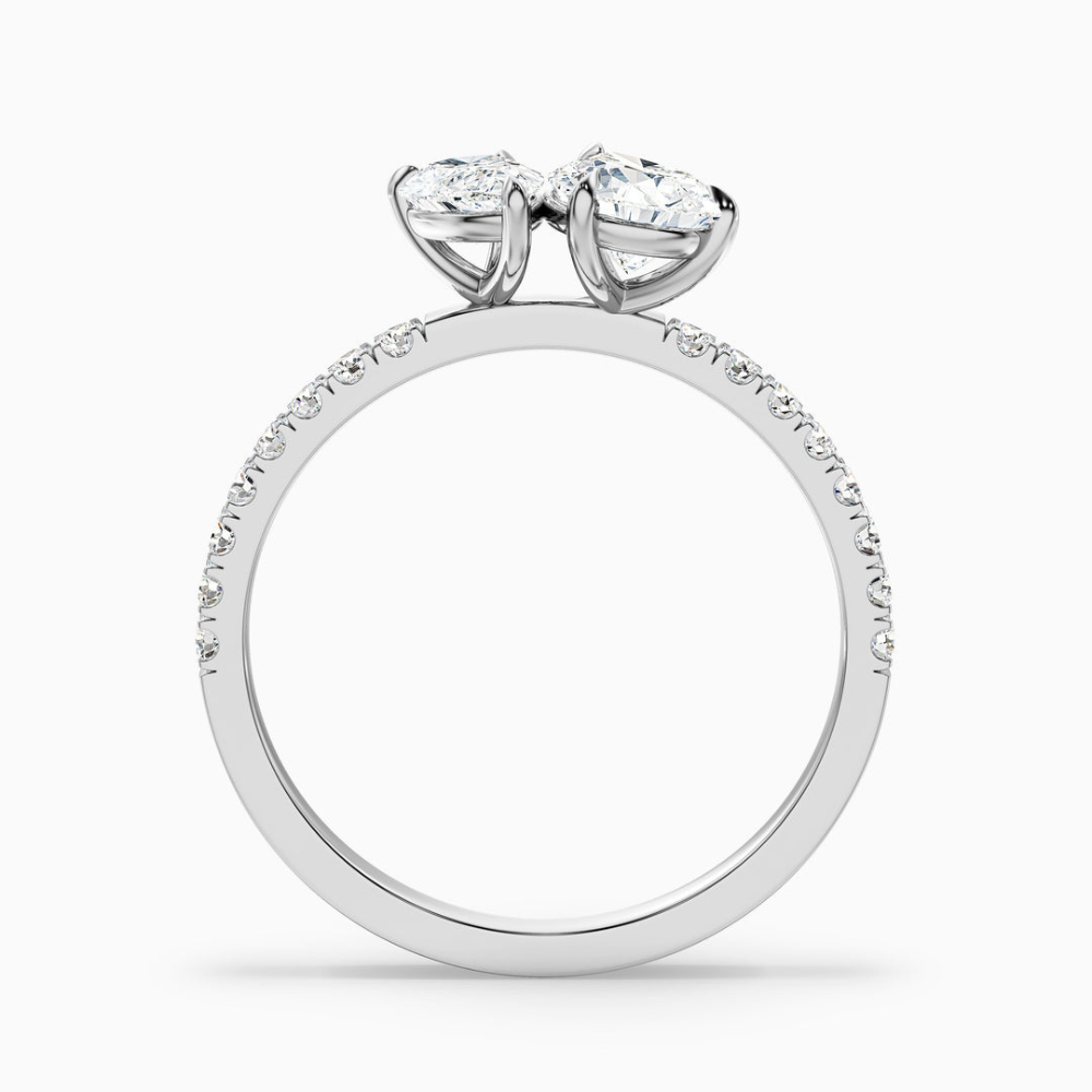 Toi et Moi Pave Lab Diamond Engagement Ring in 18K Gold - Pear
