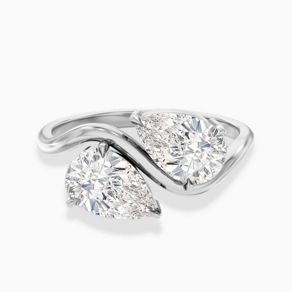 Meagan Toi et Moi Pear Curved Lab Diamond Engagement Ring in 18K Gold