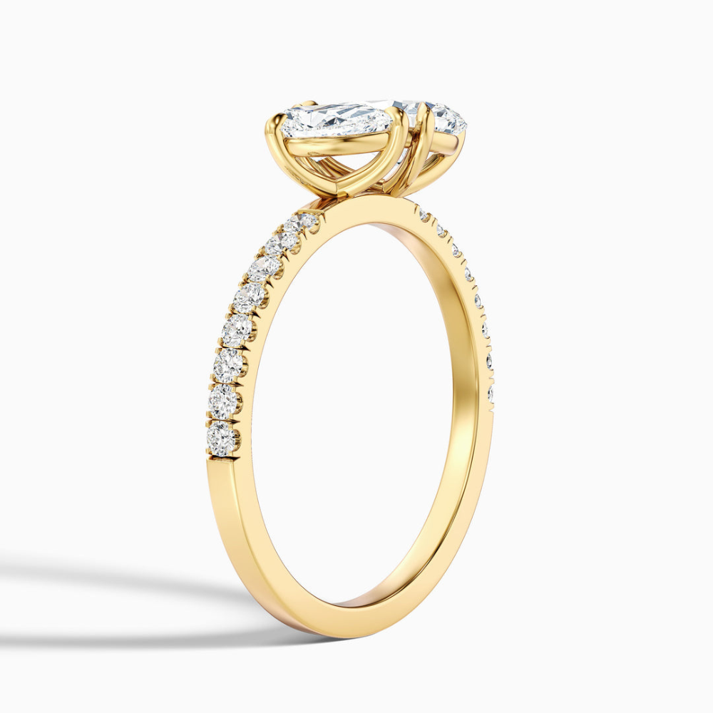 Toi et Moi Pave Lab Diamond Engagement Ring in 18K Gold - Pear