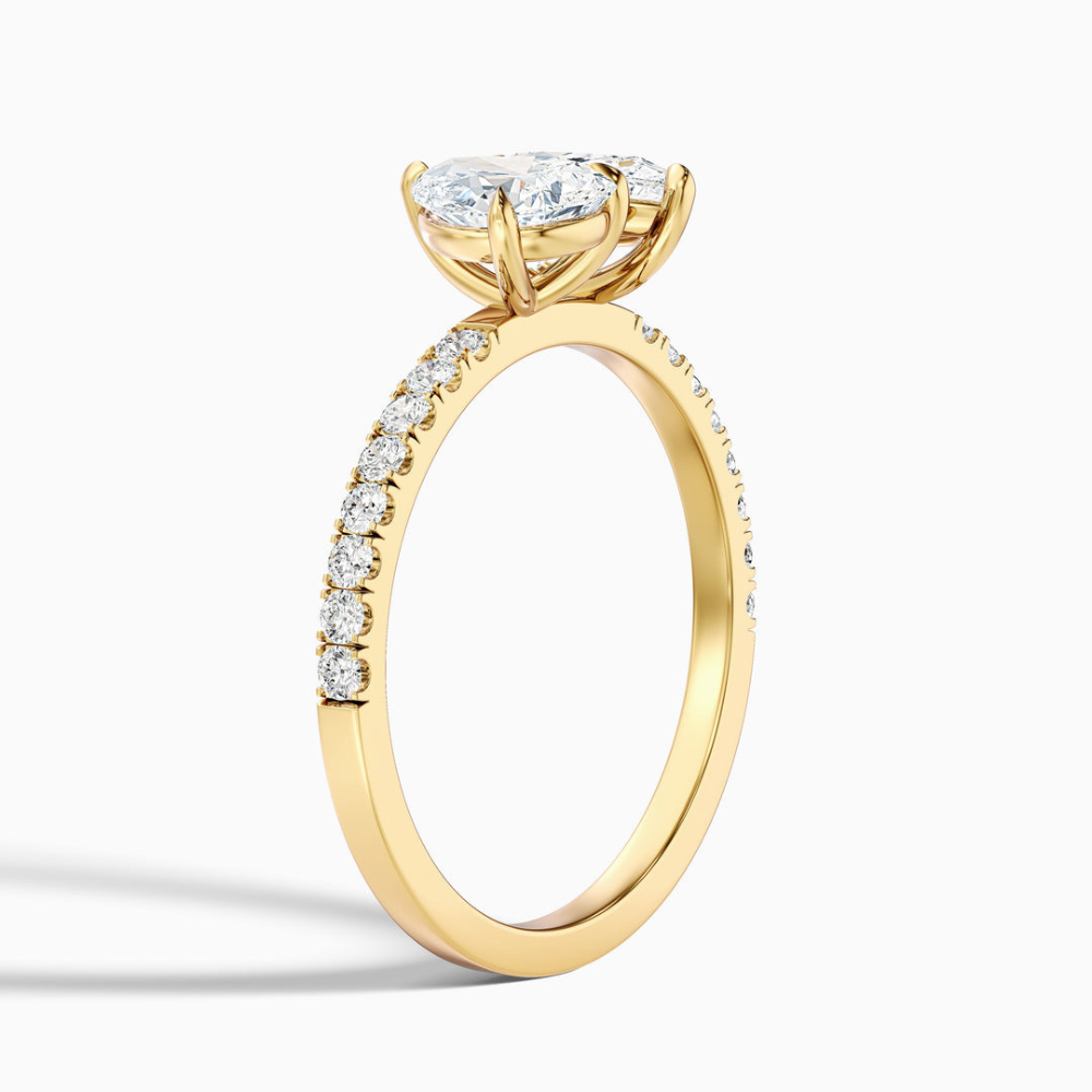 Toi et Moi Pave Lab Diamond Engagement Ring in 18K Gold - Pear