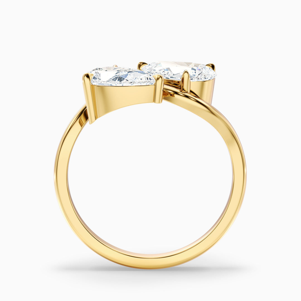 Meagan Toi et Moi Curved Lab Diamond Engagement Ring in 18K Gold - Pear