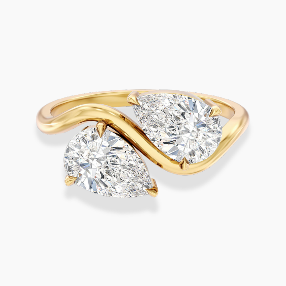 Meagan Toi et Moi Curved Lab Diamond Engagement Ring in 18K Gold - Pear