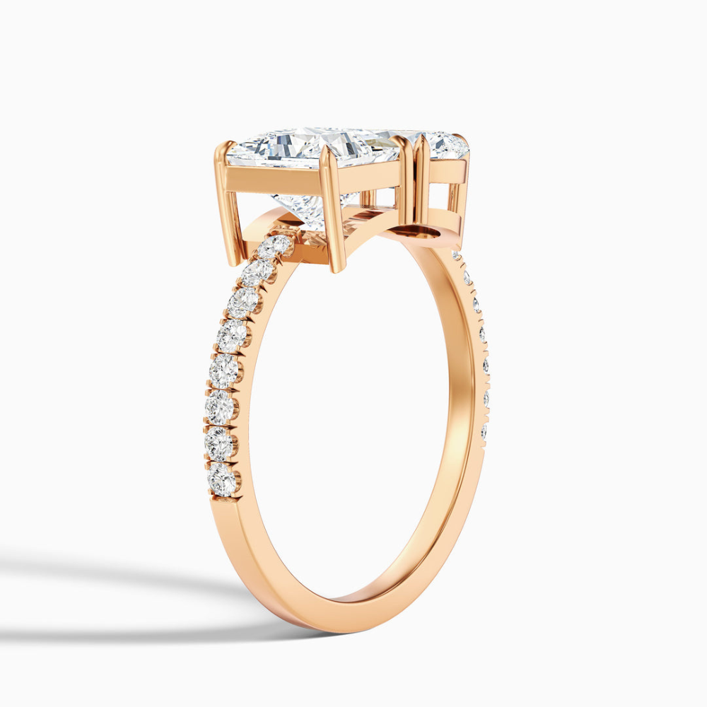 Toi et Moi Lab Diamond Engagement Ring in 18K Gold - Pear and Princess