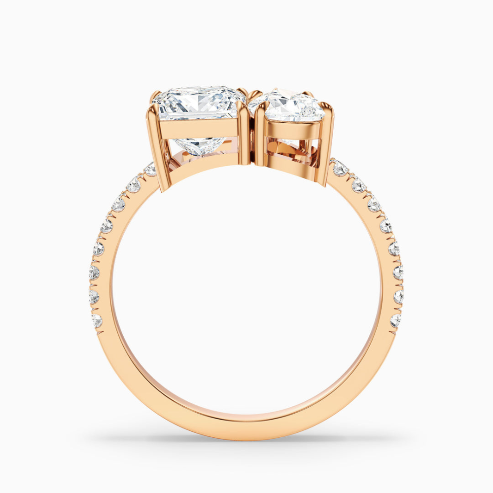Toi et Moi Lab Diamond Engagement Ring in 18K Gold - Pear and Princess