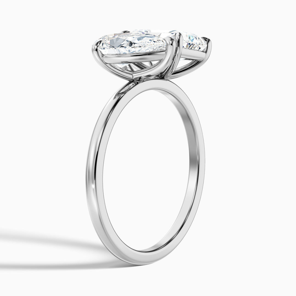Toi et Moi Lab Diamond Engagement Ring in 18K Gold - Pear and Radiant