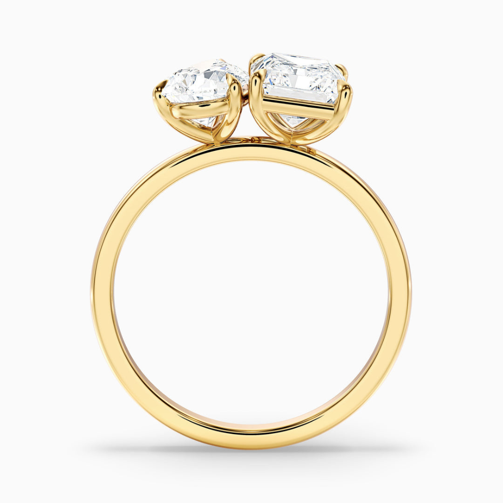 Toi et Moi Lab Diamond Engagement Ring in 18K Gold - Pear and Radiant