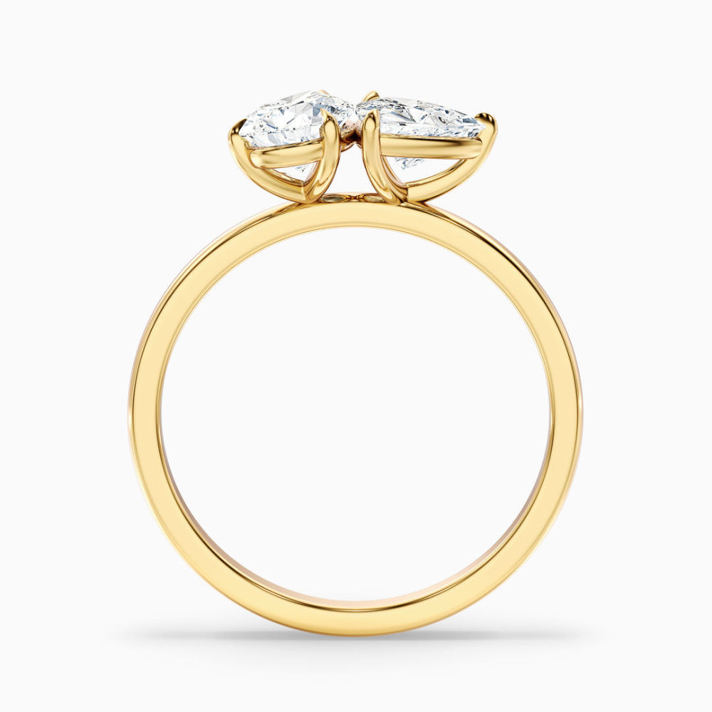 Toi et Moi Lab Diamond Engagement Ring in 18K Gold - Pear and Trillion