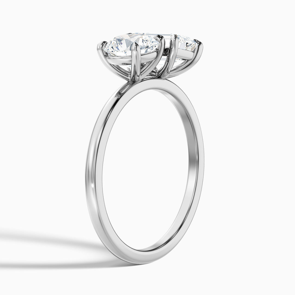 Toi et Moi Lab Diamond Engagement Ring in 18K Gold - Round and Emerald