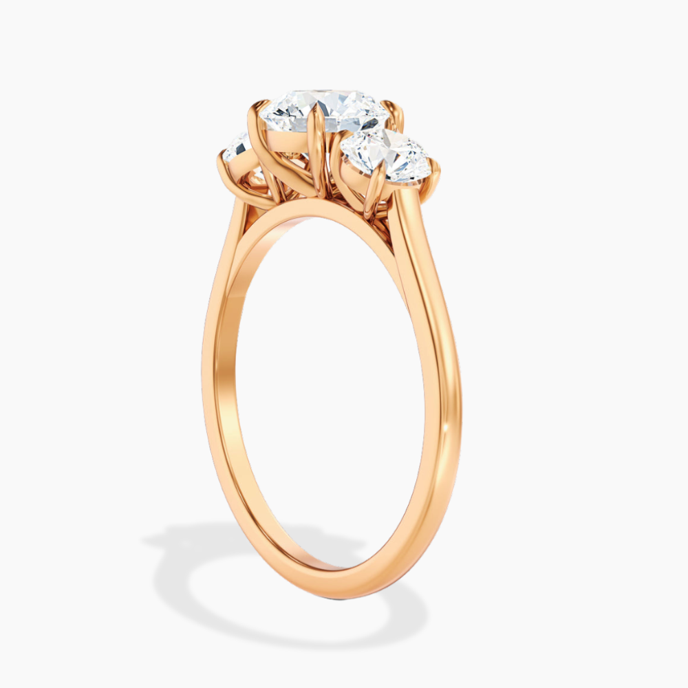 Trilogy (Round Side Stones) Round Lab Diamond Engagement Ring in 18K Gold
