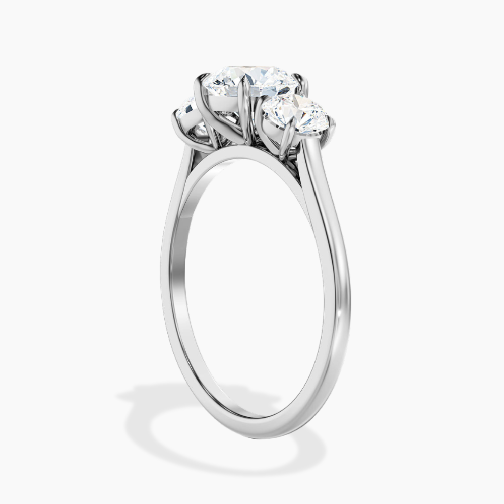 Trilogy (Round Side Stones) Round Lab Diamond Engagement Ring in 18K Gold