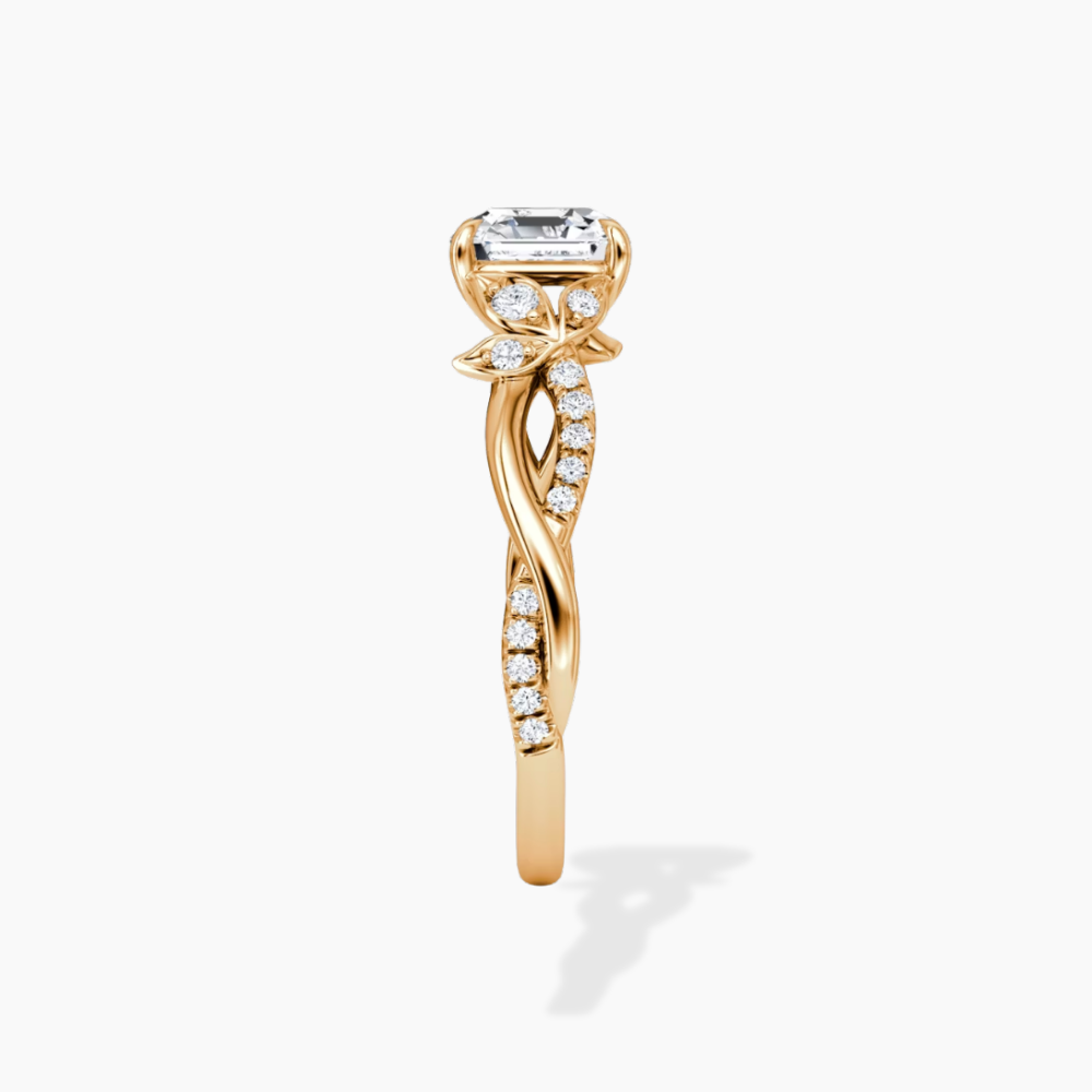 Veronica Twisted Accents Lab Grown Diamond Engagement Ring in 18K Gold - Asscher