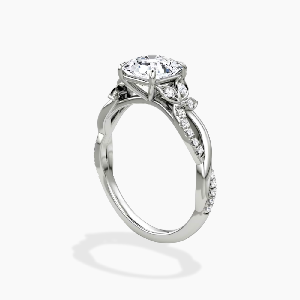Veronica Twisted Accents Lab Grown Diamond Engagement Ring in 18K Gold - Asscher