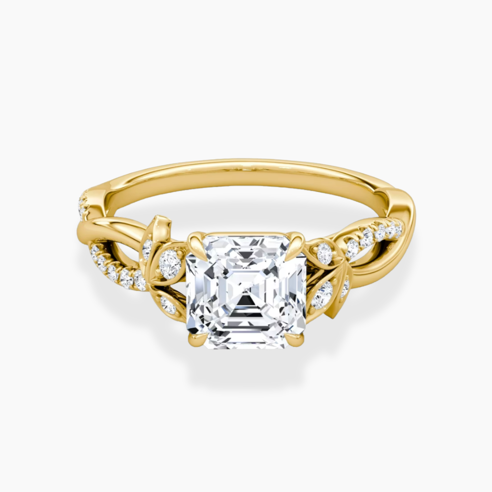 Veronica Twisted Accents Lab Grown Diamond Engagement Ring in 18K Gold - Asscher