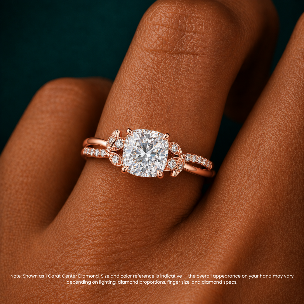 Veronica Twisted Accents Lab Grown Diamond Engagement Ring in 18K Gold - Cushion