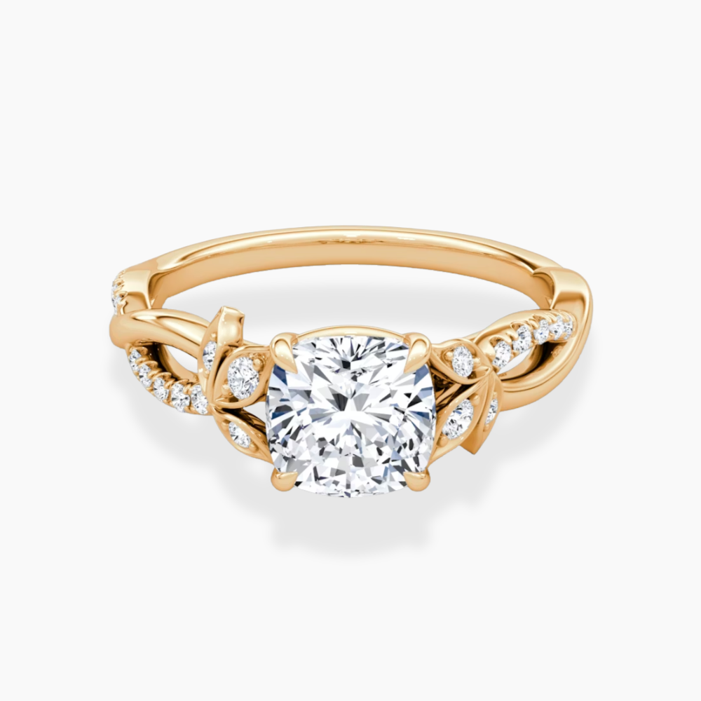 Veronica Twisted Accents Lab Grown Diamond Engagement Ring in 18K Gold - Cushion