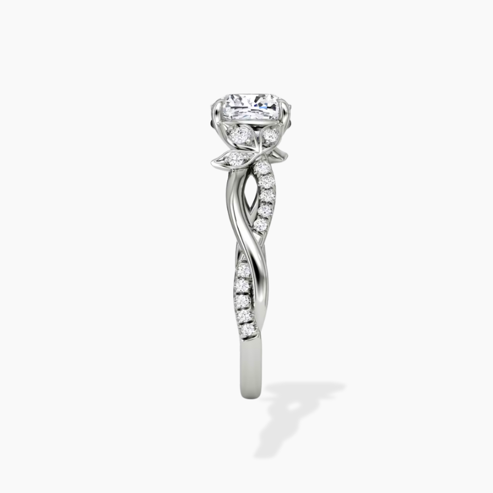 Veronica Twisted Accents Lab Grown Diamond Engagement Ring in 18K Gold - Cushion