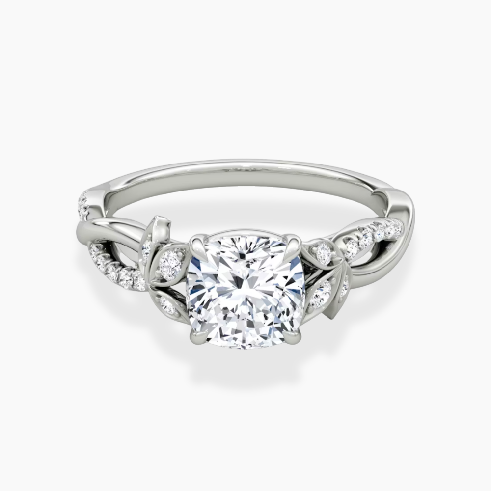 Veronica Twisted Accents Lab Grown Diamond Engagement Ring in 18K Gold - Cushion