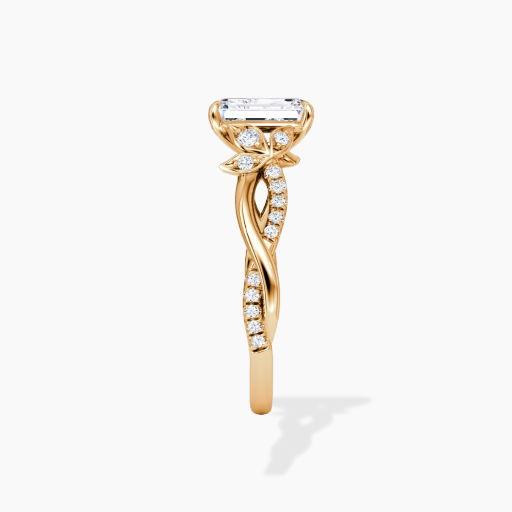 Veronica Twisted Accents Lab Grown Diamond Engagement Ring in 18K Gold - Emerald