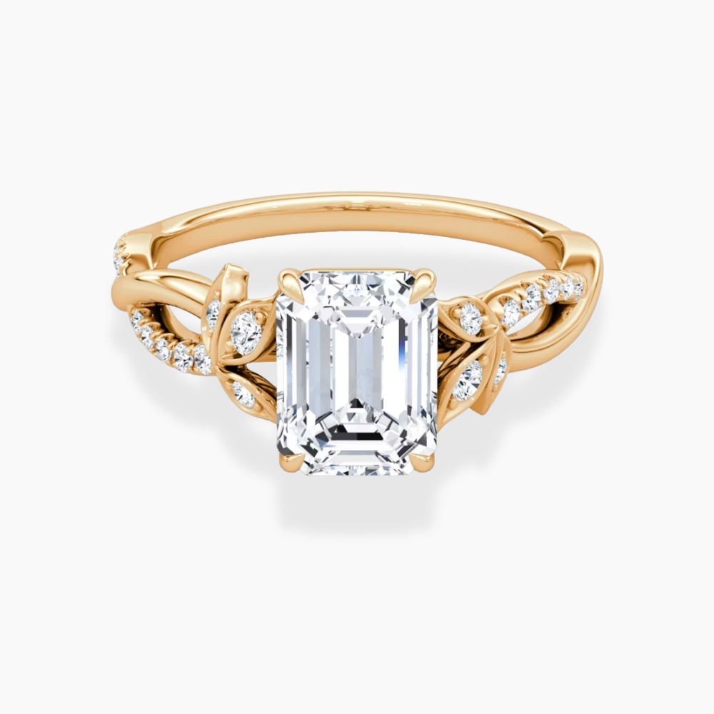 Veronica Twisted Accents Lab Grown Diamond Engagement Ring in 18K Gold - Emerald