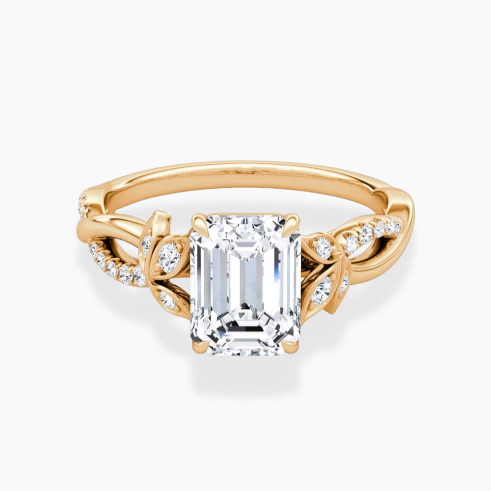 Veronica Twisted Accents Lab Grown Diamond Engagement Ring in 18K Gold - Emerald
