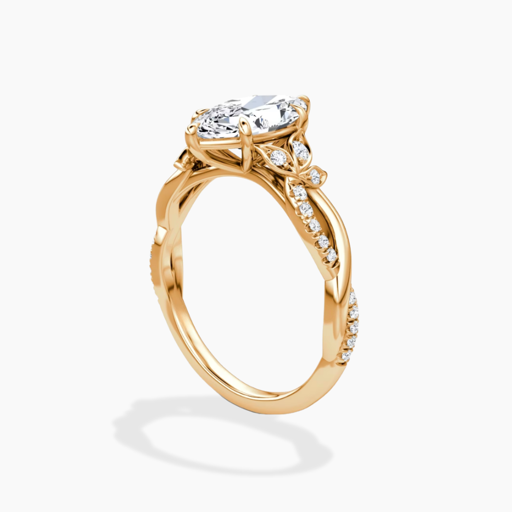 Veronica Twisted Accents Lab Grown Diamond Engagement Ring in 18K Gold - Marquise