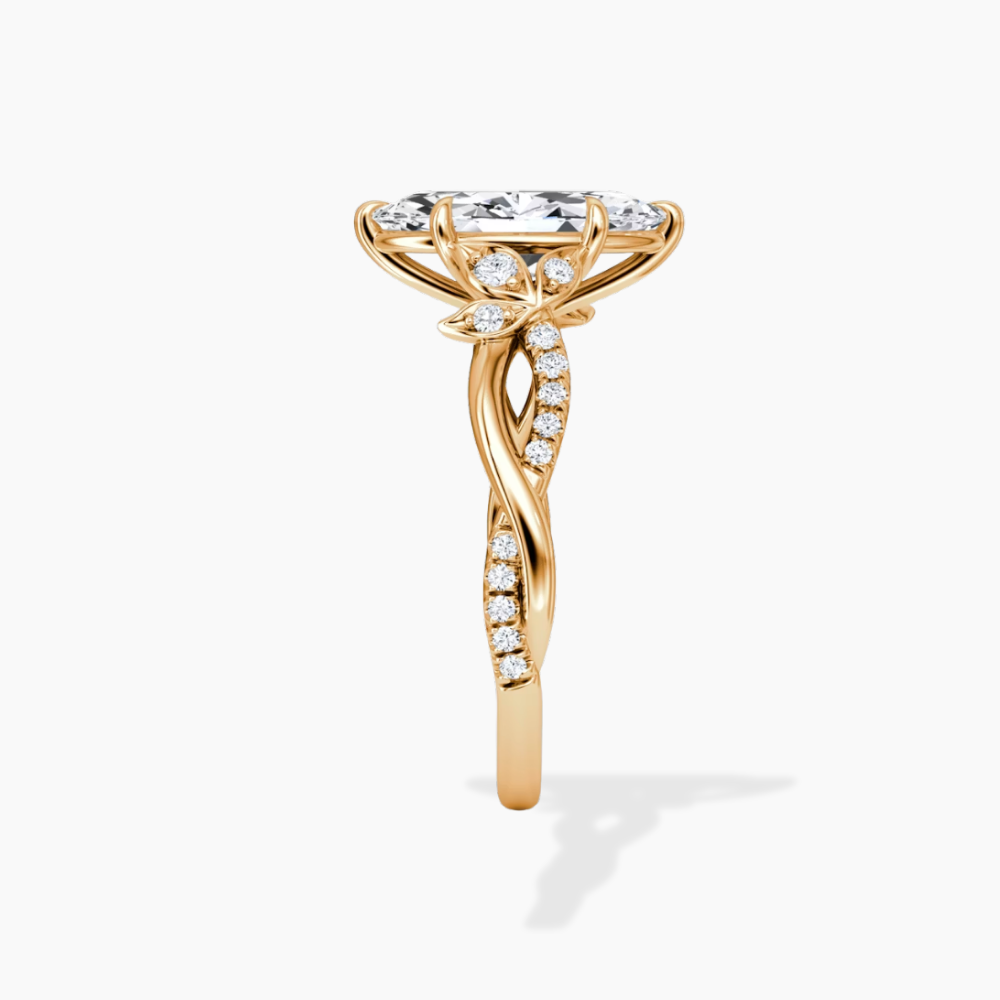 Veronica Twisted Accents Lab Grown Diamond Engagement Ring in 18K Gold - Marquise