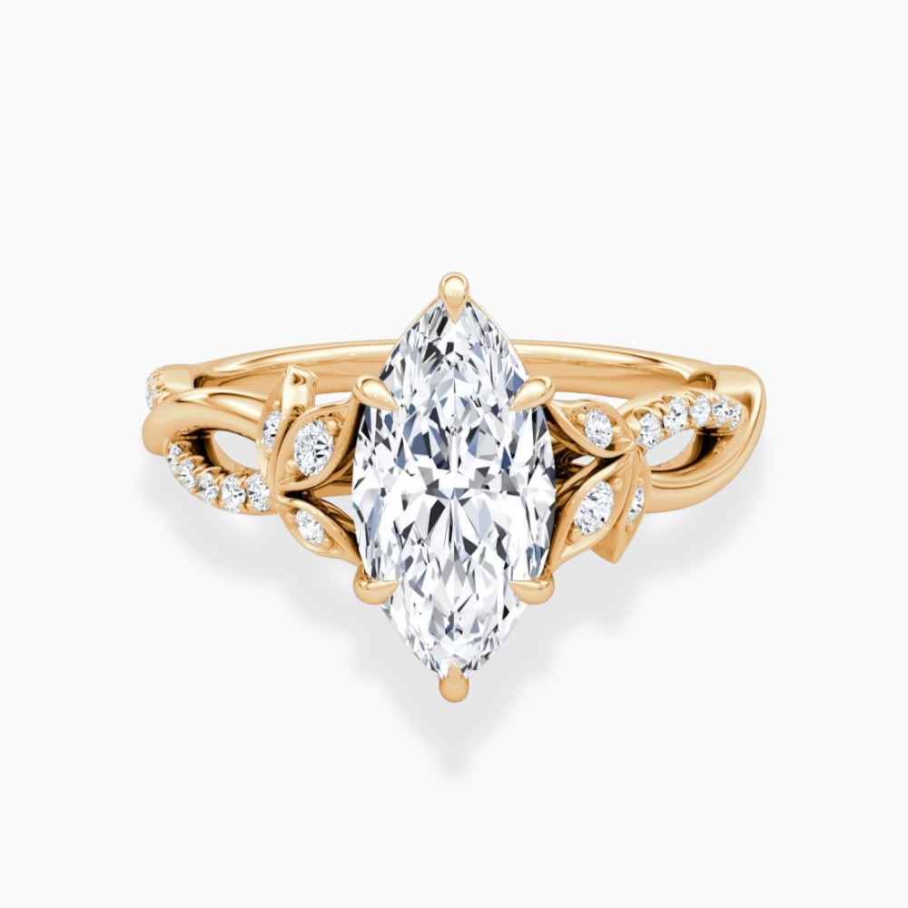 Veronica Twisted Accents Lab Grown Diamond Engagement Ring in 18K Gold - Marquise