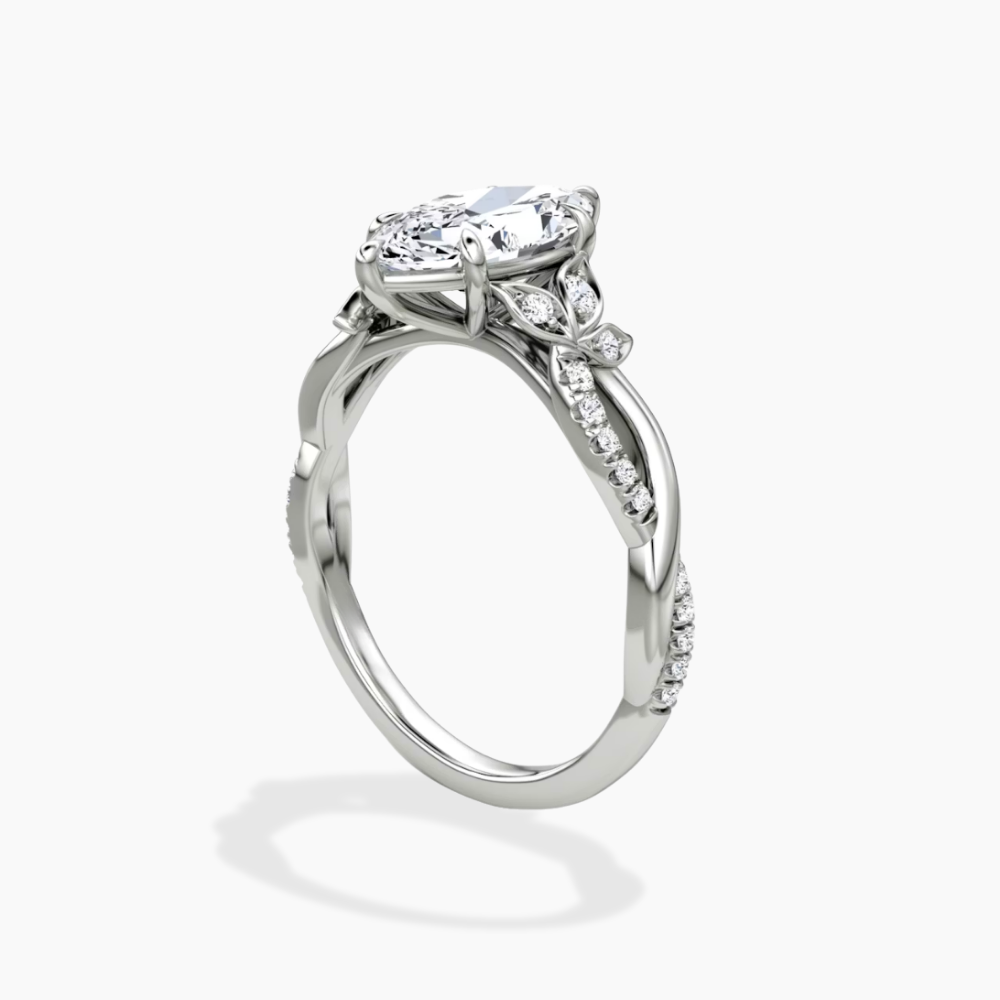 Veronica Twisted Accents Lab Grown Diamond Engagement Ring in 18K Gold - Marquise