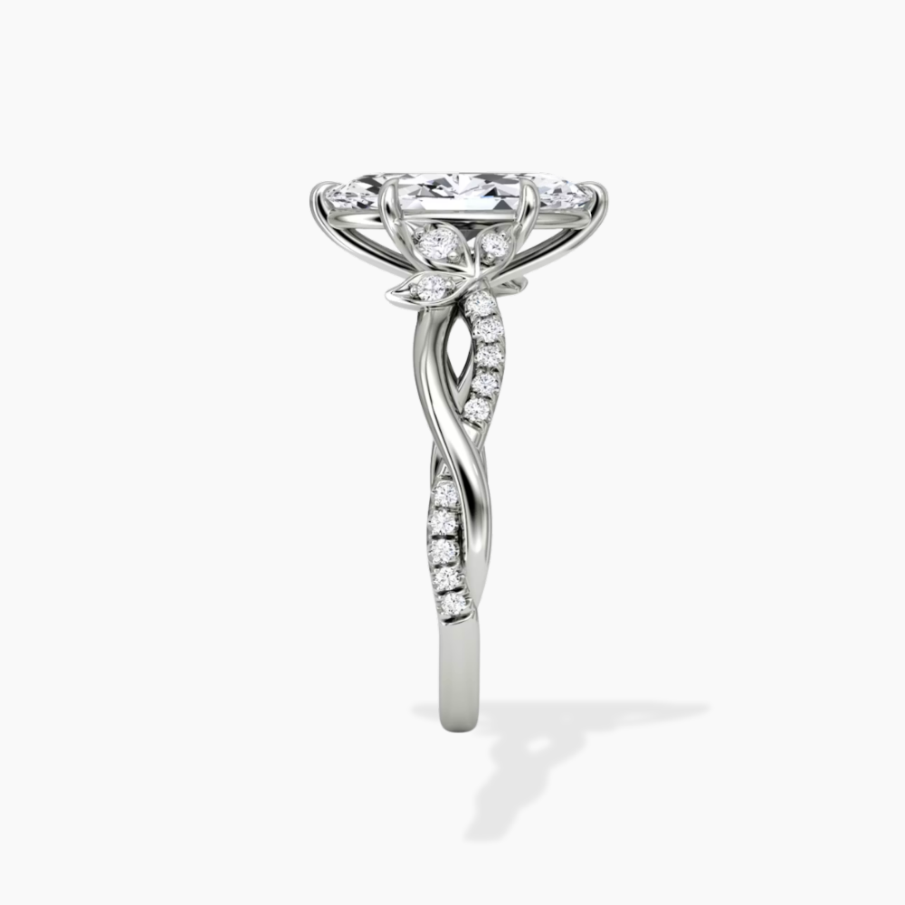 Veronica Twisted Accents Lab Grown Diamond Engagement Ring in 18K Gold - Marquise