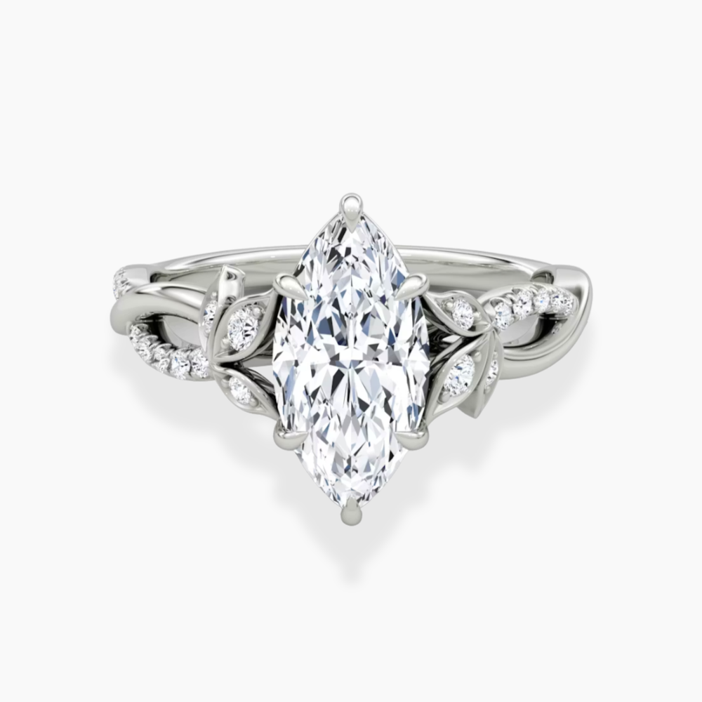 Veronica Twisted Accents Lab Grown Diamond Engagement Ring in 18K Gold - Marquise