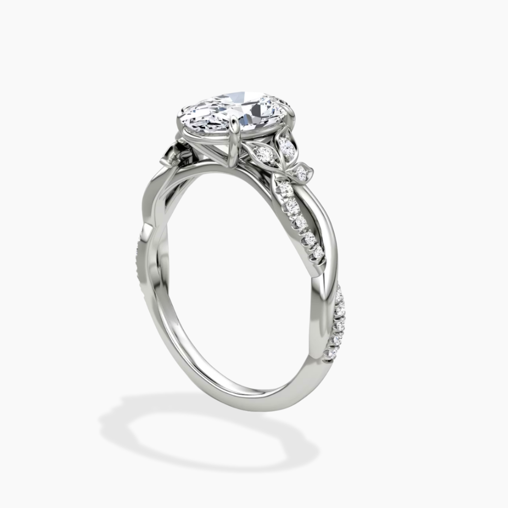 Veronica Twisted Accents Lab Grown Diamond Engagement Ring in 18K Gold - Oval