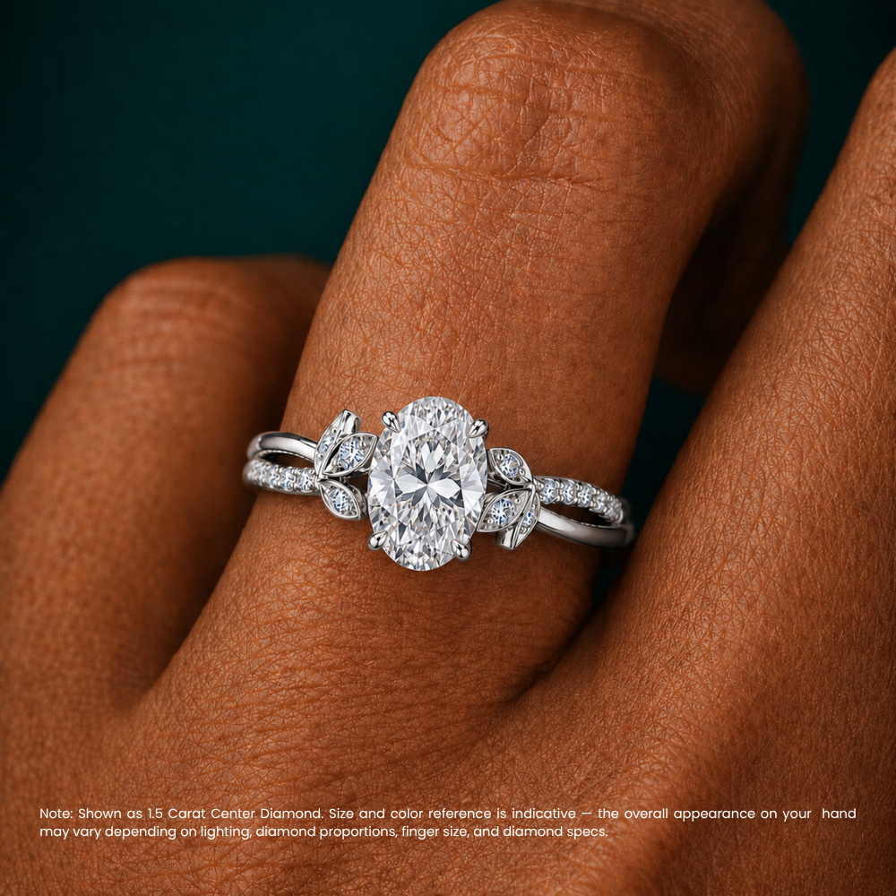 Veronica Twisted Accents Lab Grown Diamond Engagement Ring in 18K Gold - Oval