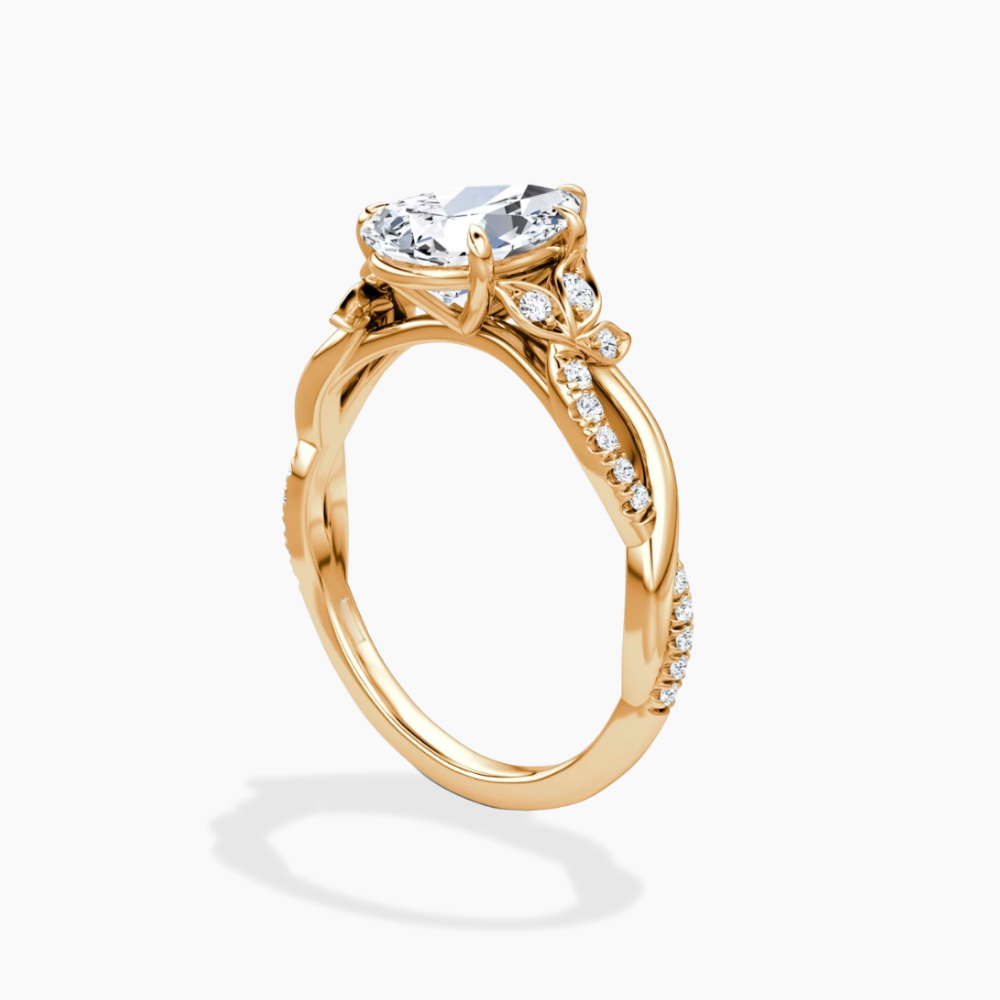 Veronica Twisted Accents Lab Grown Diamond Engagement Ring in 18K Gold - Pear