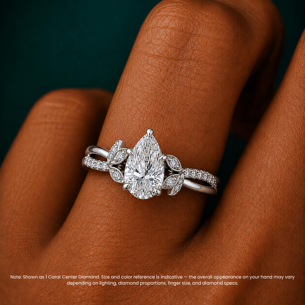 Veronica Twisted Accents Lab Grown Diamond Engagement Ring in 18K Gold - Pear