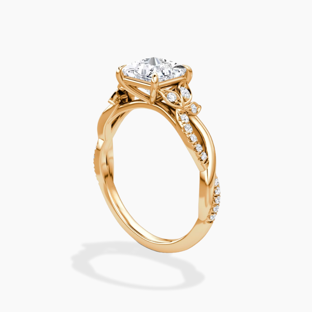 Veronica Twisted Accents Lab Grown Diamond Engagement Ring in 18K Gold - Princess