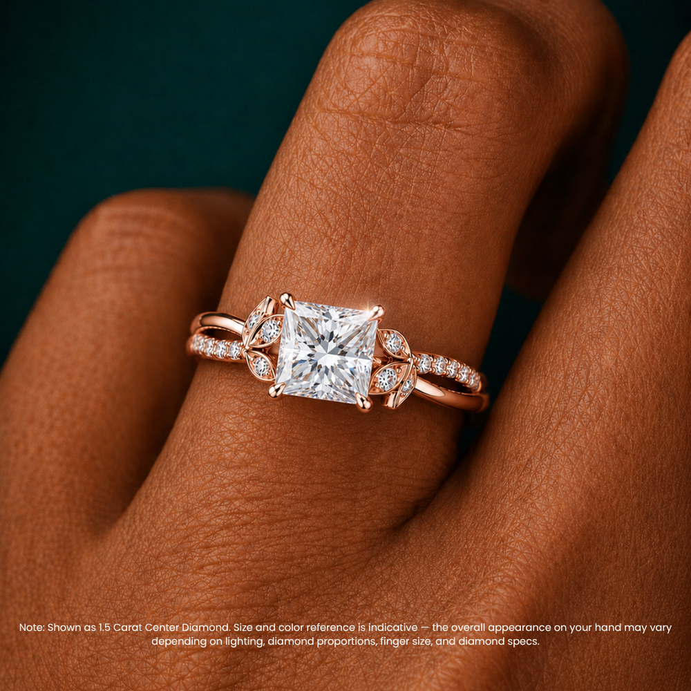 Veronica Twisted Accents Lab Grown Diamond Engagement Ring in 18K Gold - Princess