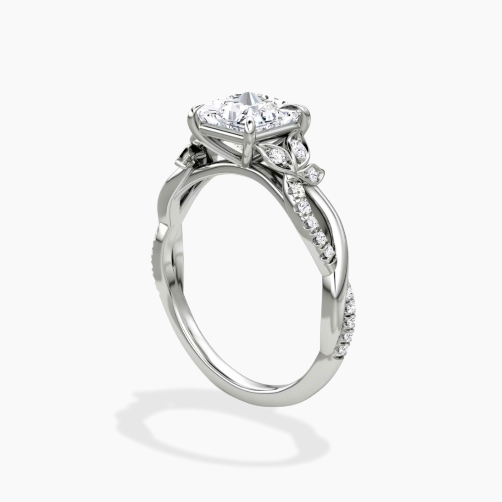 Veronica Twisted Accents Lab Grown Diamond Engagement Ring in 18K Gold - Princess
