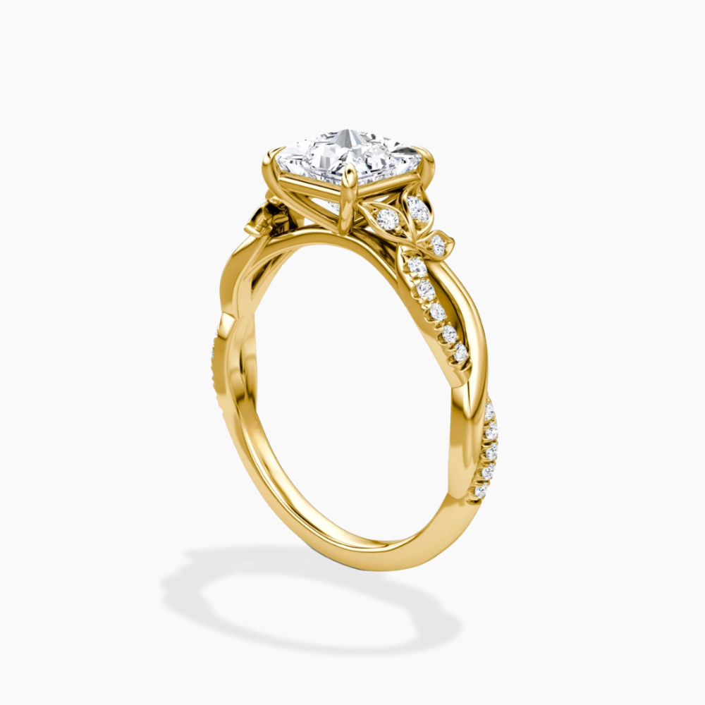 Veronica Twisted Accents Lab Grown Diamond Engagement Ring in 18K Gold - Princess