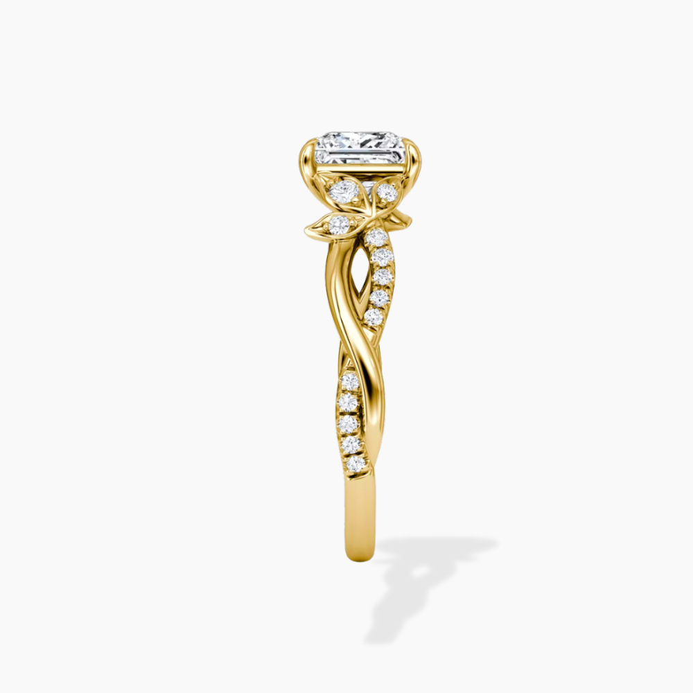 Veronica Twisted Accents Lab Grown Diamond Engagement Ring in 18K Gold - Princess