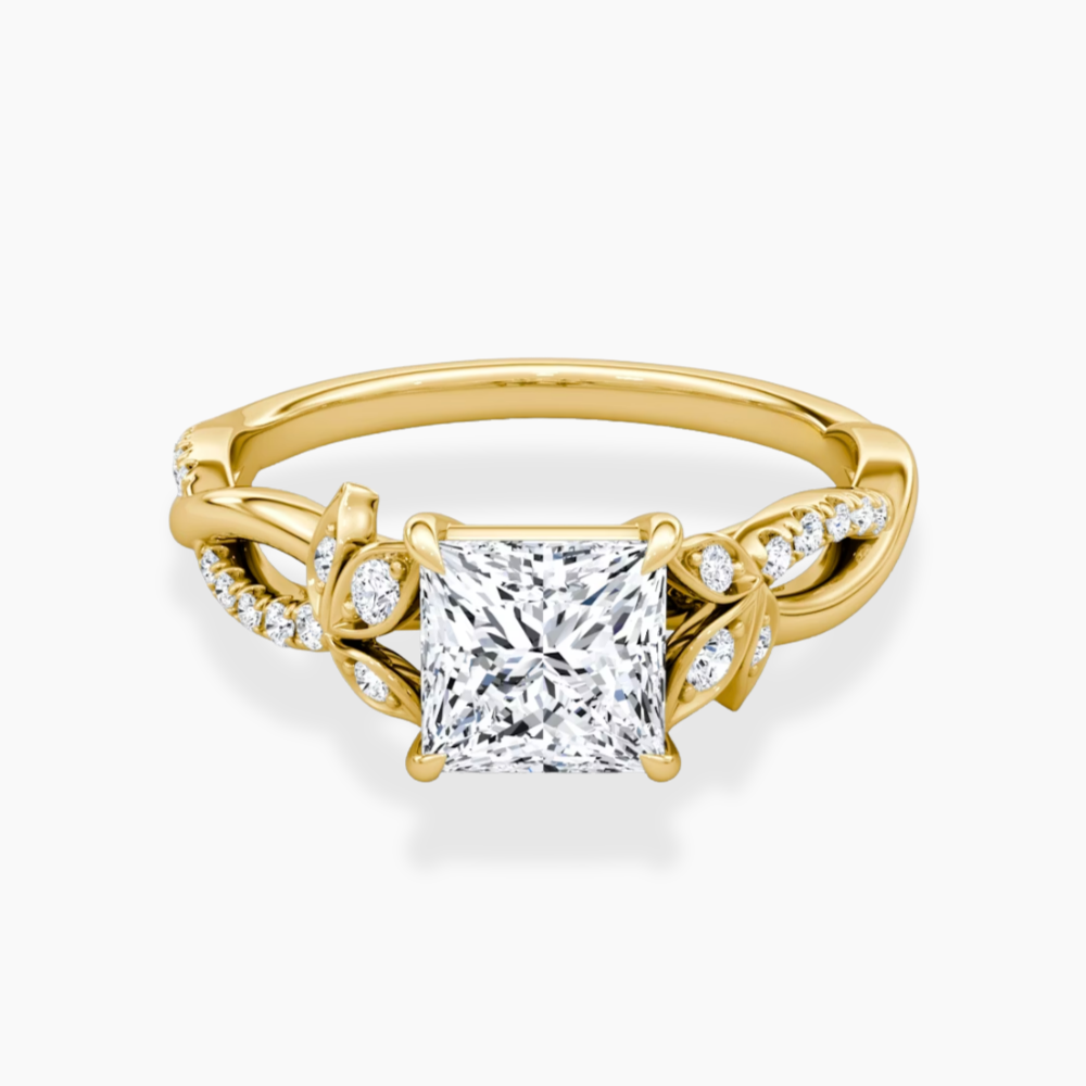 Veronica Twisted Accents Lab Grown Diamond Engagement Ring in 18K Gold - Princess