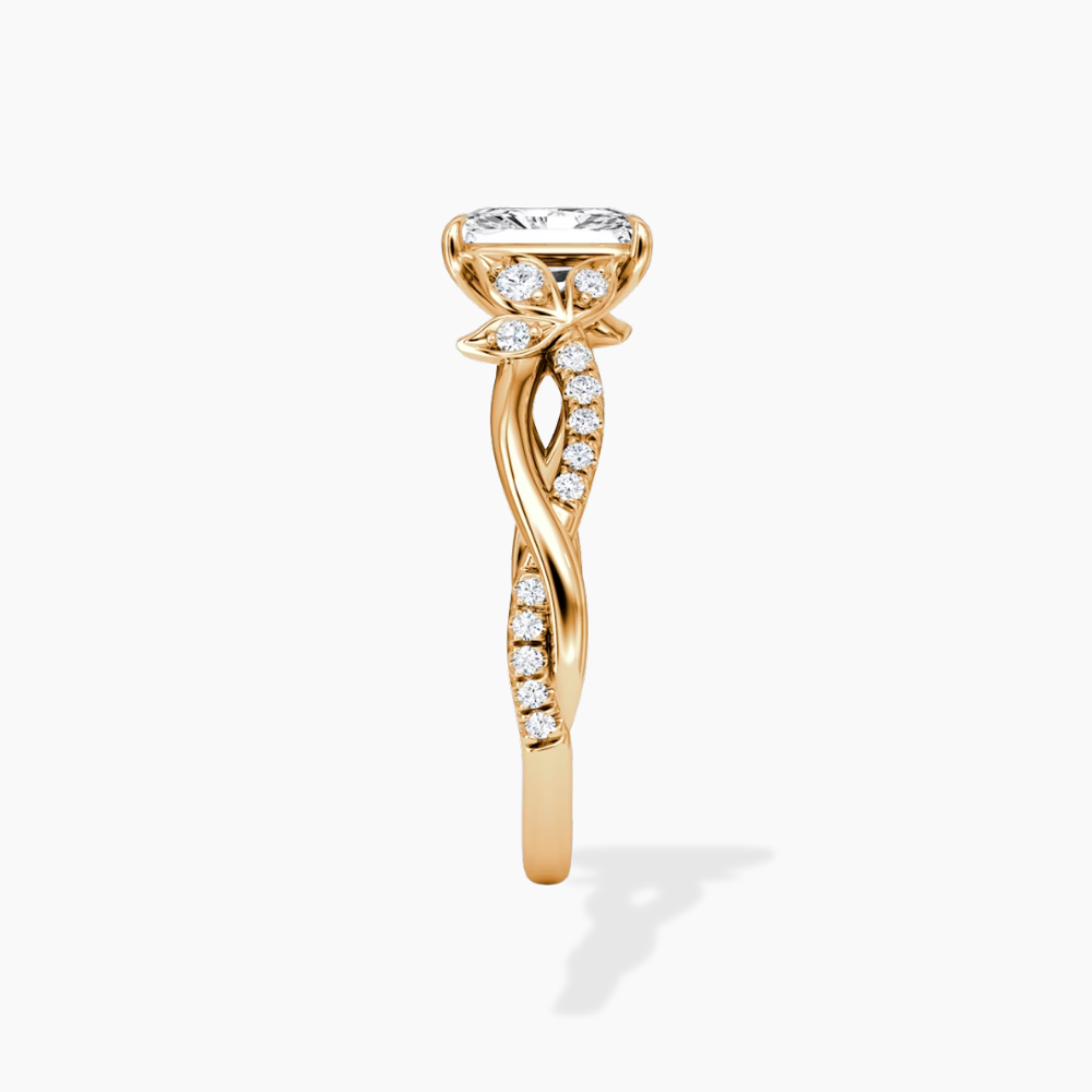 Veronica Twisted Accents Lab Grown Diamond Engagement Ring in 18K Gold - Radiant