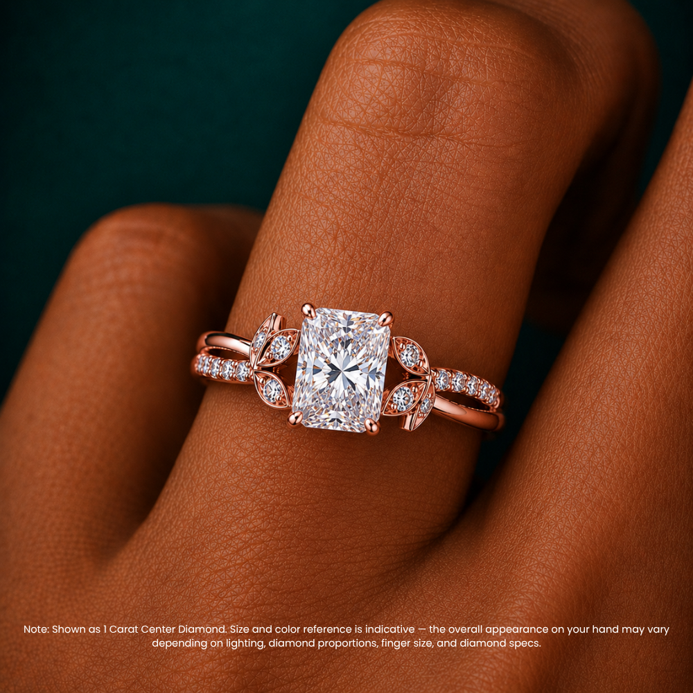 Veronica Twisted Accents Lab Grown Diamond Engagement Ring in 18K Gold - Radiant