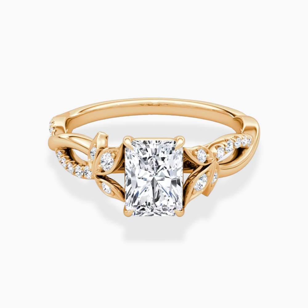 Veronica Twisted Accents Lab Grown Diamond Engagement Ring in 18K Gold - Radiant