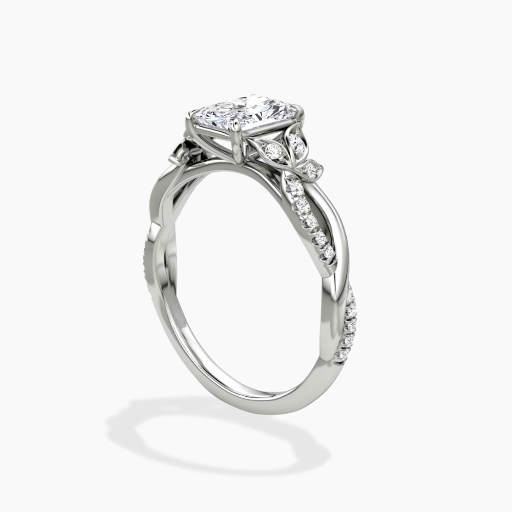 Veronica Twisted Accents Lab Grown Diamond Engagement Ring in 18K Gold - Radiant