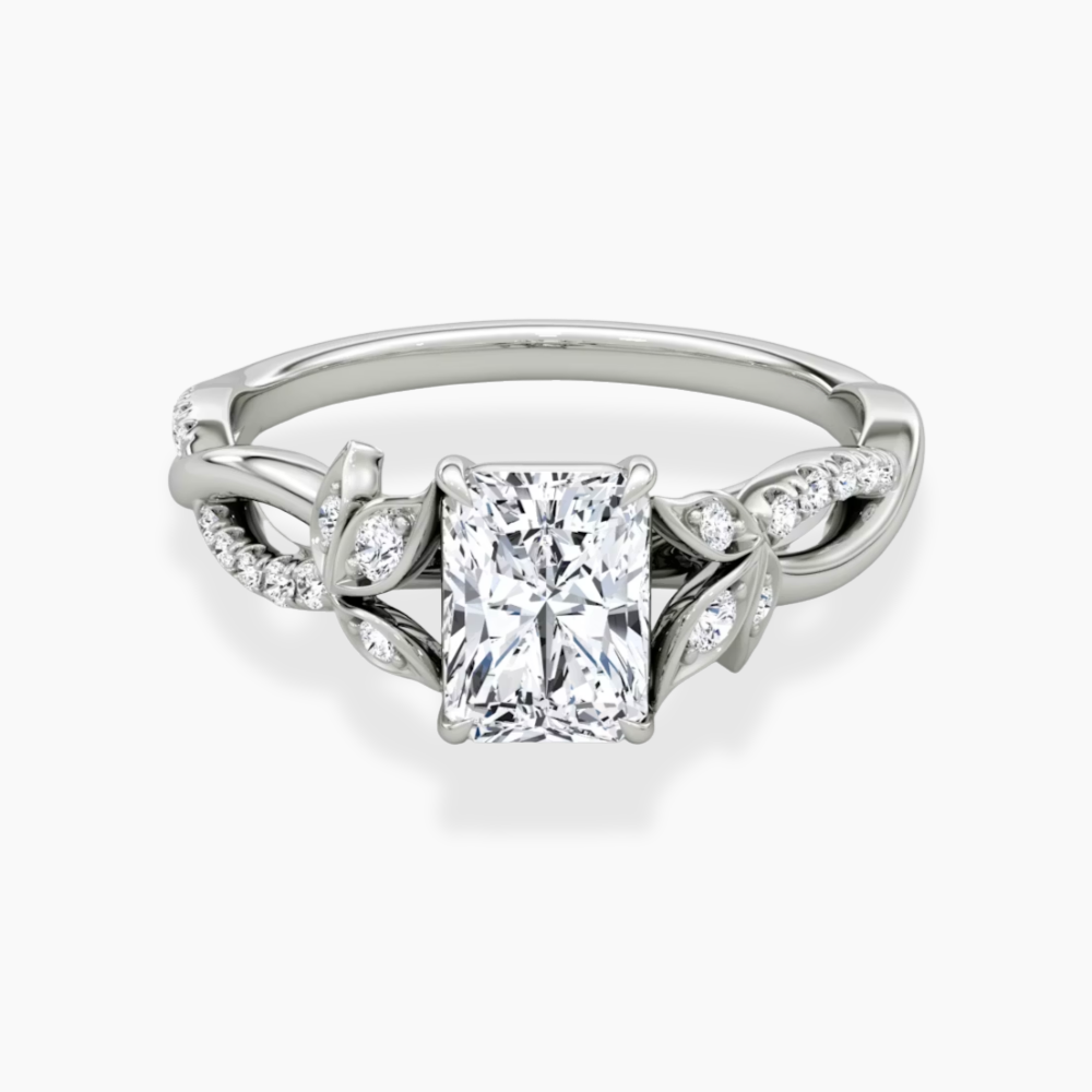 Veronica Twisted Accents Lab Grown Diamond Engagement Ring in 18K Gold - Radiant