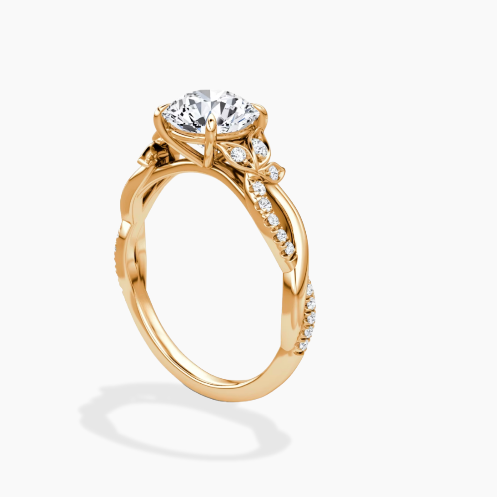 Veronica Twisted Accents Lab Grown Diamond Engagement Ring in 18K Gold - Round