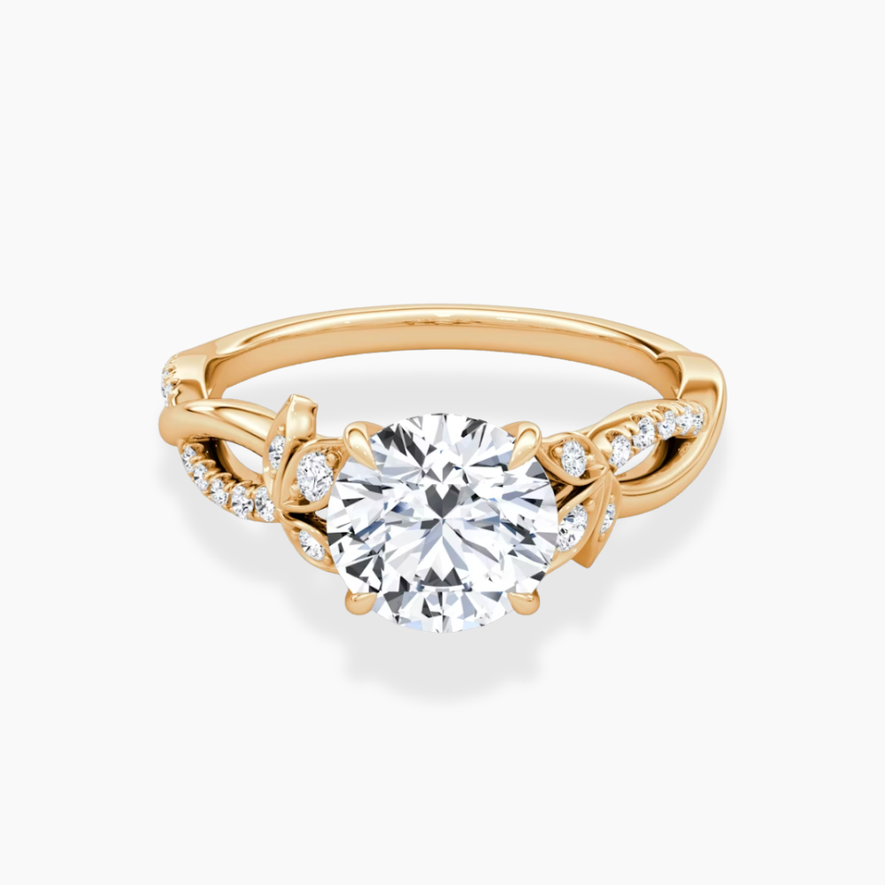 Veronica Twisted Accents Lab Grown Diamond Engagement Ring in 18K Gold - Round