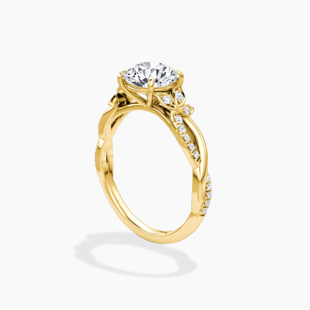 Veronica Twisted Accents Lab Grown Diamond Engagement Ring in 18K Gold - Round