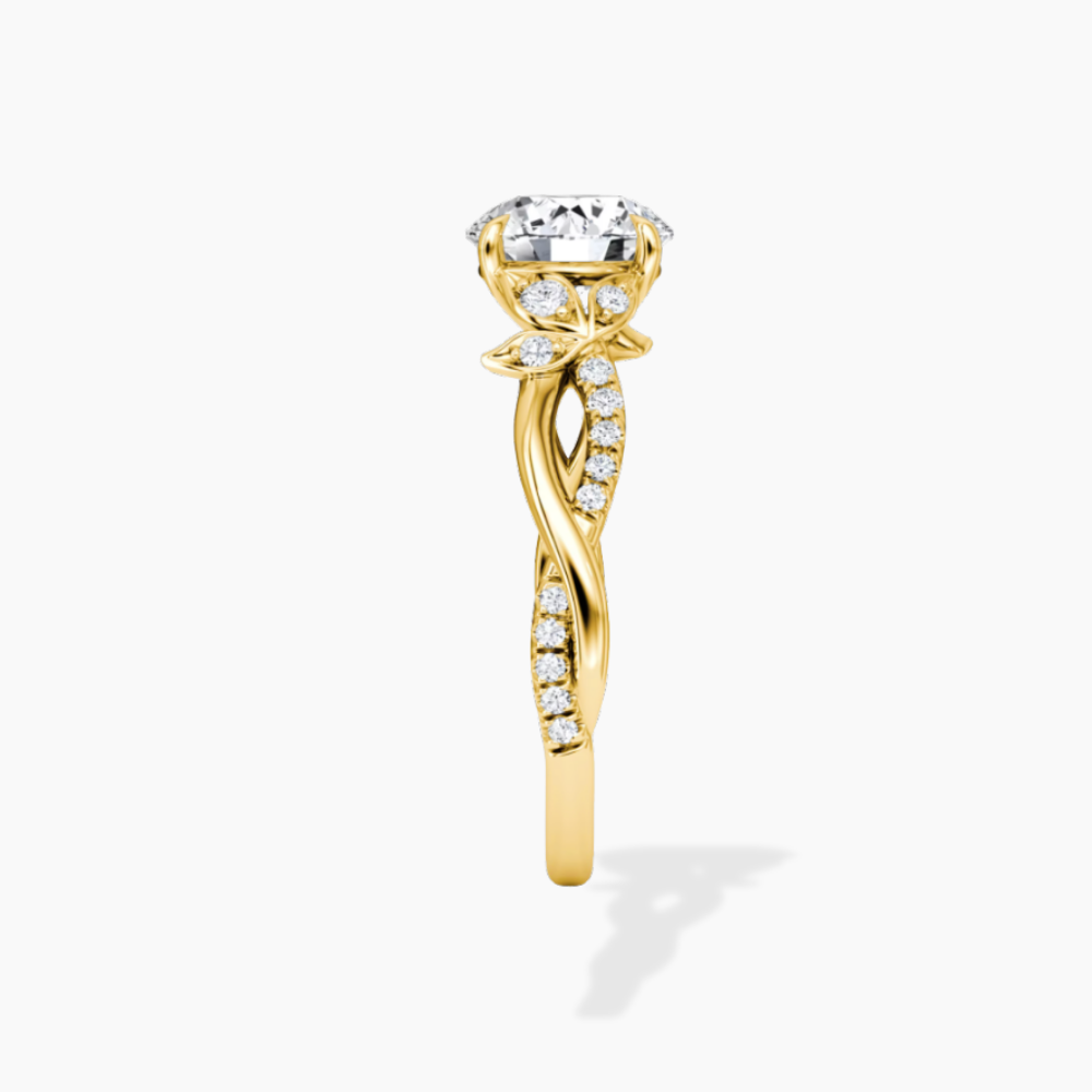 Veronica Twisted Accents Lab Grown Diamond Engagement Ring in 18K Gold - Round