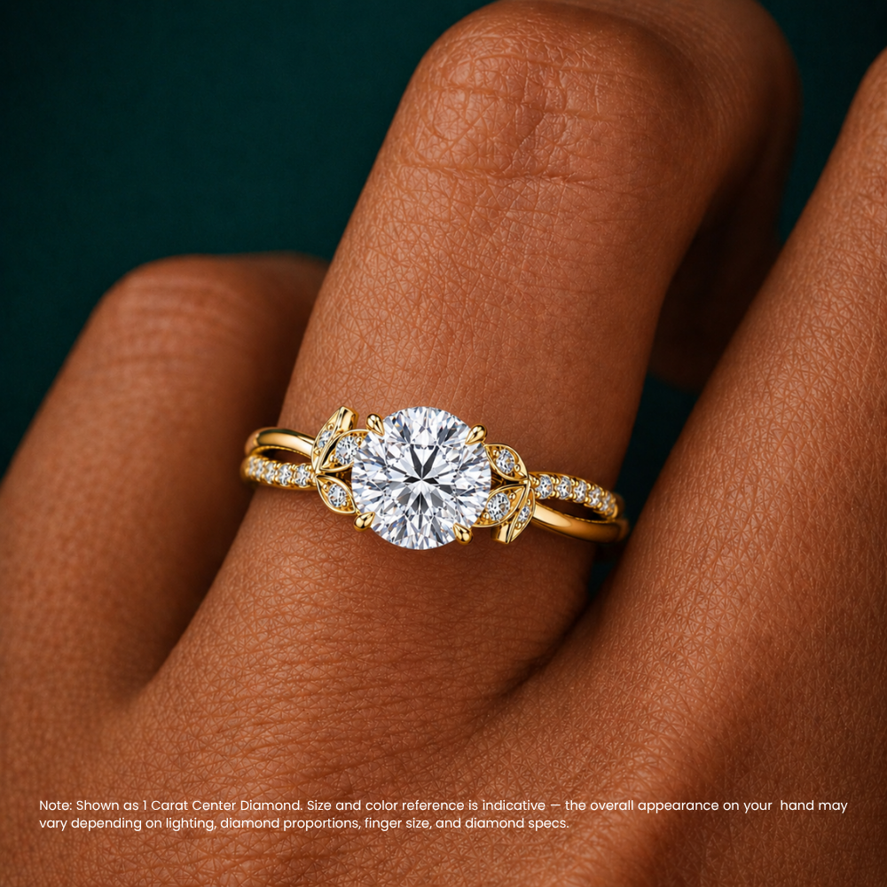 Veronica Twisted Accents Lab Grown Diamond Engagement Ring in 18K Gold - Round